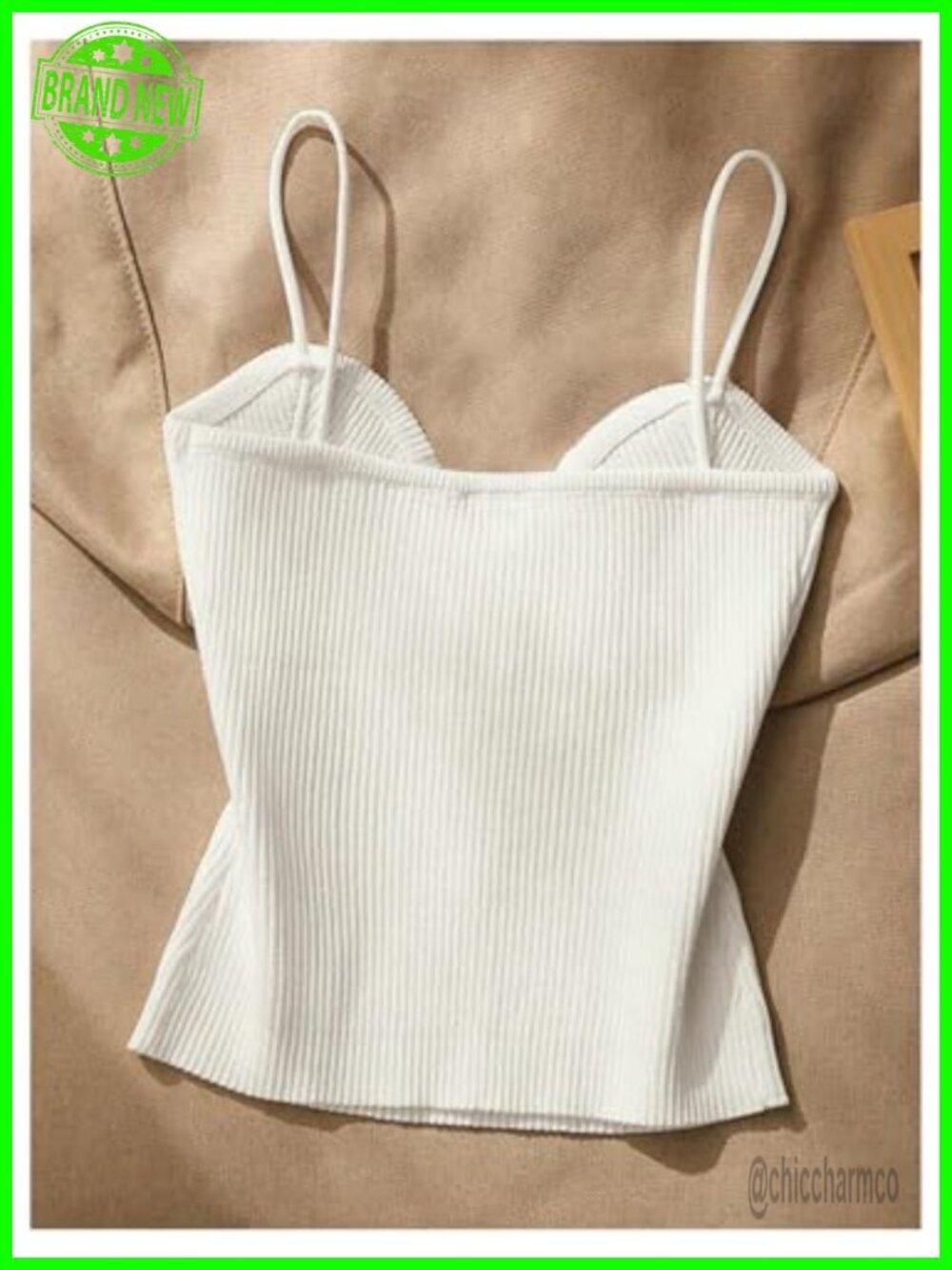 2 Pack Ribbed Crop Top Camisole Sweetheart Neck Open Back Sleeveless - Picture 5 of 5